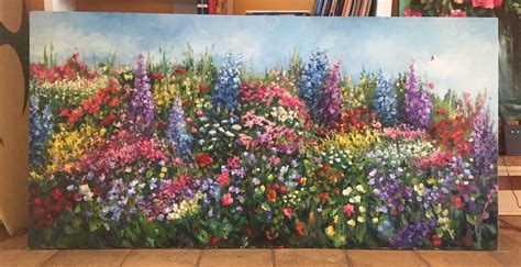 Field Of Flower Oil Prophetic Painting Flower Feild Scenery Paintings