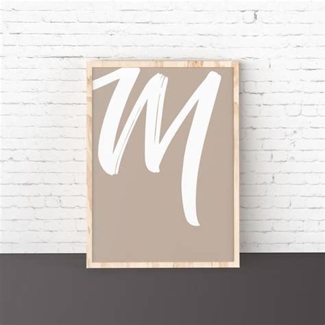 M Letter Scandinavian Poster Minimal Initial Wall Art Nordic Nursery