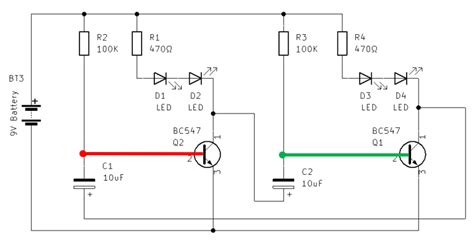 Astable Multivibrator Dancing Led Using Transistor Eleobo