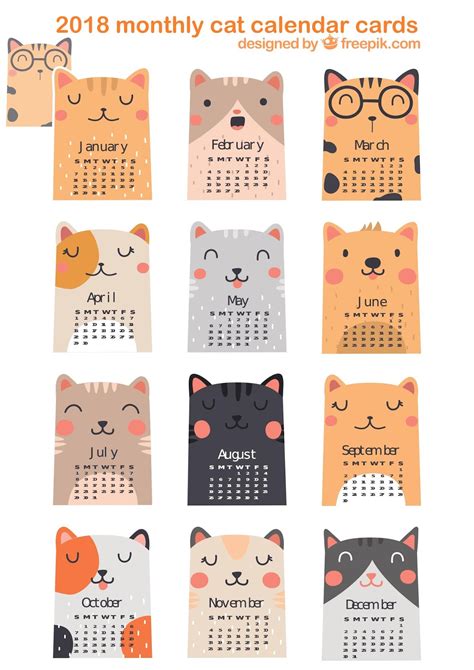 Free Cat Images Free Printable Monthly Cat Calendar Cards With The