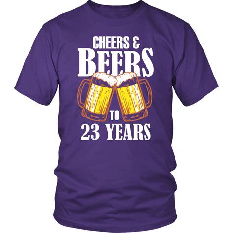 Mens Cheers And Beers To 23 Years T Shirt 23rd Birthday T