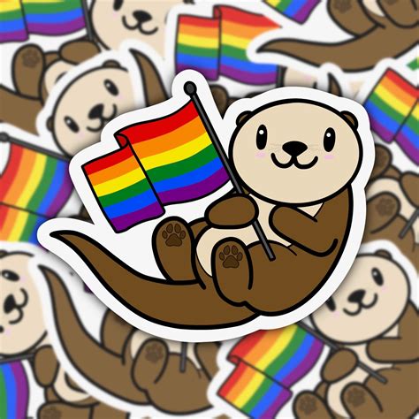 Otter Sticker Vinyl Sticker Animal Lgbtq Lgbtq Gay Rainbow