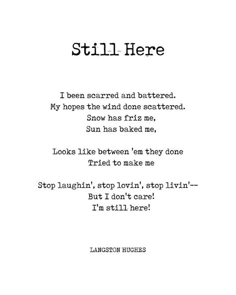 Still Here Langston Hughes Poem Literature Typewriter Print 1