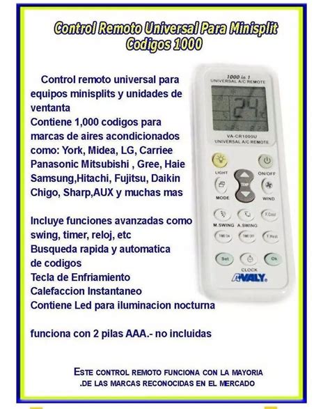 Control Remoto Universal Minisplit Prime 31000 En Mercado Libre