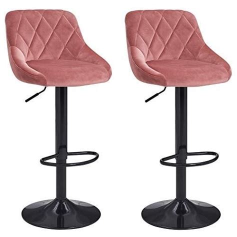 Duhome Bar Stools Set Of 2 Swivel Barstools Rose Pink With Backrest