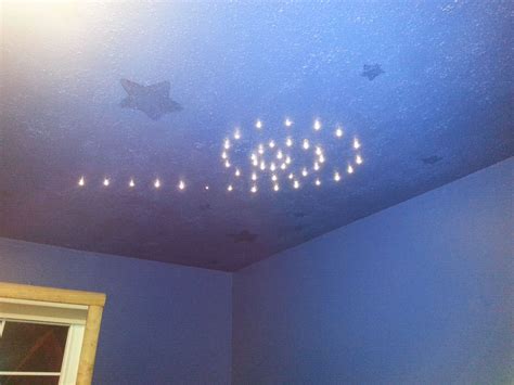 Painted Glitter Stars On Ceiling And Led Lights Drilled Into Ceiling