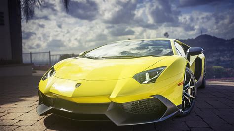 Wallpaper Lamborghini Aventador Yellow Super Sports Car Hd