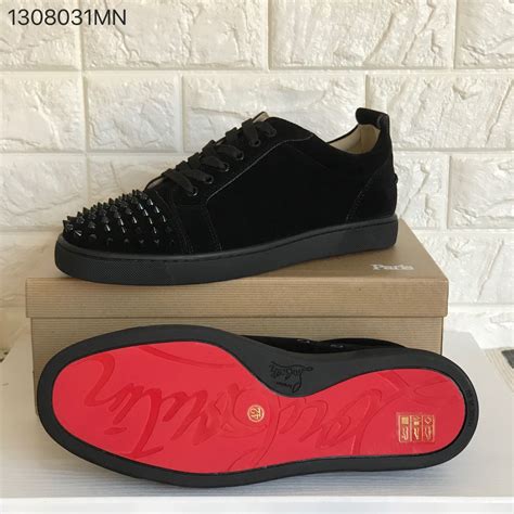 Christian Louboutin Man Shoes Suede Leather Black Sneakers With Spikes