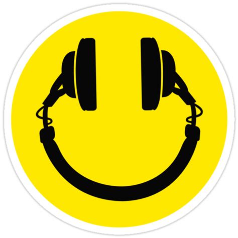 Smiley Headphones Stickers By Laundryfactory Redbubble