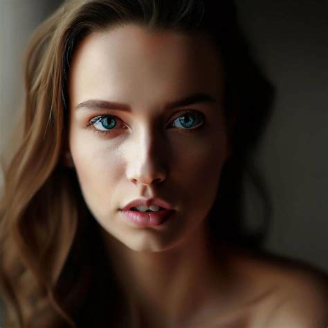 Premium Ai Image An Intimate Portrait Of A Girl Brown Hair Blue Eyes