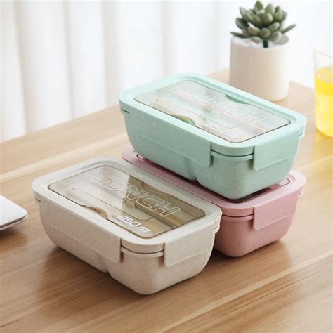 Lunch Box Plastic Pp Wheat Straw Portable Bento Box Sealed Leakproof