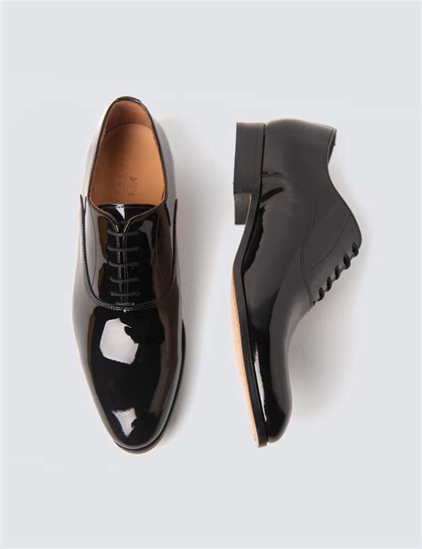 Mens Black Patent Lace Up Dress Shoe Hawes And Curtis
