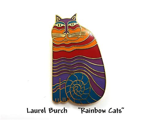 Laurel Burch Rainbow Cats Brooch Pin 1980s Laurel Etsy Laurel Burch