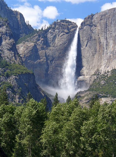 Waterfall And Landscape In Yosemite National Park California Image