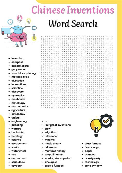 Chinese Inventions Word Search Puzzle Worksheet Activities For Kids