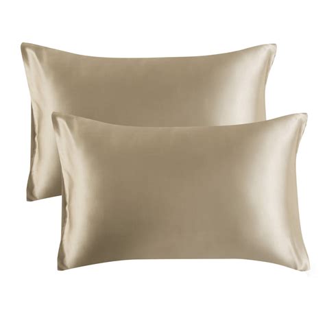Satin Pillowcases Queen Size Set Of 2 For Hair And Skin Health Khaki