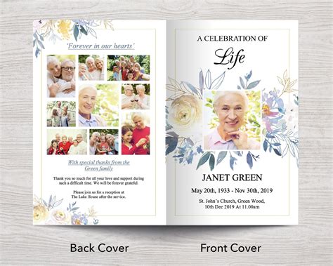 4 Page Spring Bloom Funeral Program Template Funeral Templates