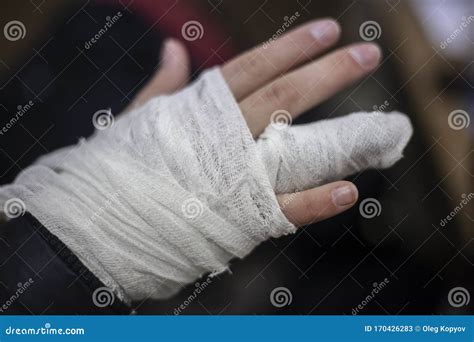 Applying A Bandage To A Broken Finger Stock Image Image Of Hand