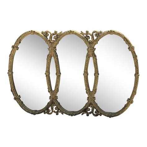 Vintage Hollywood Regency Triple Oval Wall Mirror Chairish