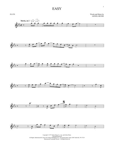 Easy Sheet Music The Commodores Flute Solo