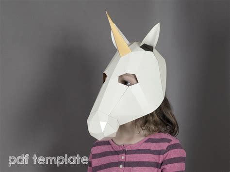 Printable Unicorn Mask Low Poly Mask Unicorn Papercraft Etsy In 2022