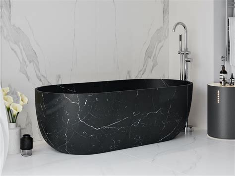 Zurich Nero Marquina Marble Bathtub By Riluxa