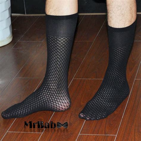 W044 Mens Black Sheer Tnt Nets Socksgay Mens Crew Sockssheer Socks For Menfree Shipping In
