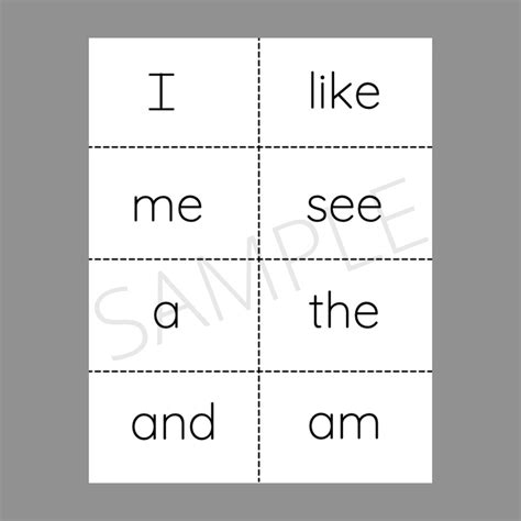 First 100 Sight Word Flash Cards Instant Download Etsy