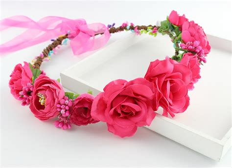 Hippie Love Flower Garland Crown Valentine Wedding Hair Wreath Boho