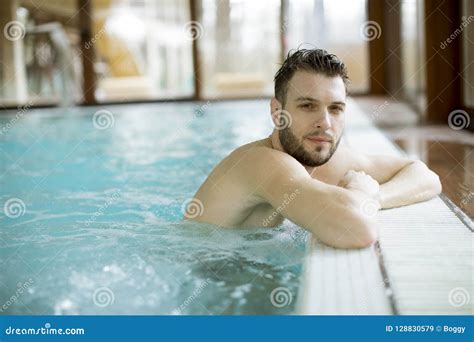Handsome Young Man Relaxing In Hot Tub Stock Image Image Of Caucasian