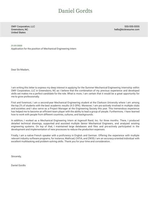 Sample letter asking teacher for extension. Mechanical Engineering Internship Cover Letter Example ...