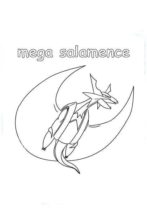 Mega Salamence Coloring Page Free Printable Coloring Pages For Kids
