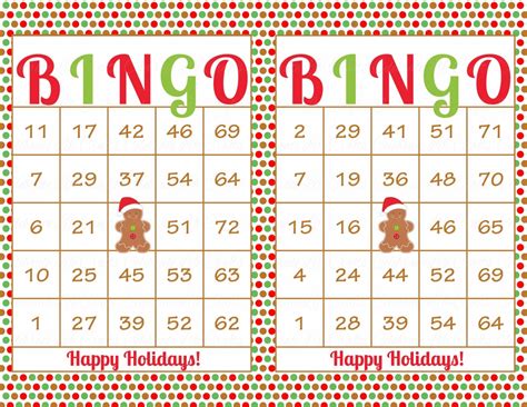 30 Gingerbread Christmas Bingo Cards Diy Printable Game For