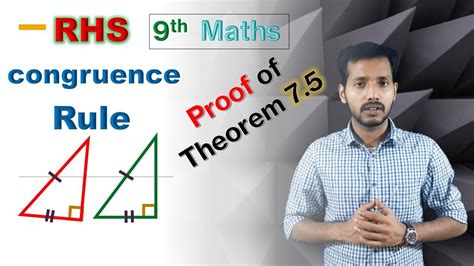 Class 9 Maths Proof Of Theorem 75 Rhs Congruence Rule Youtube