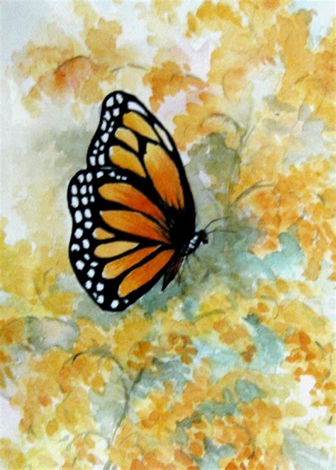 Monarch Butterfly Watercolor Realistic Watercolor Painting Of A