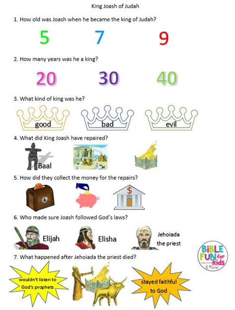 8 Kings 7 Athaliah 8 Joash Bible Fun For Kids