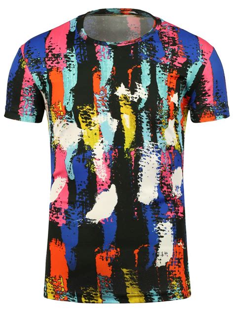 41 Off 2021 Paint Color Block Print T Shirt In Colormix Dresslily