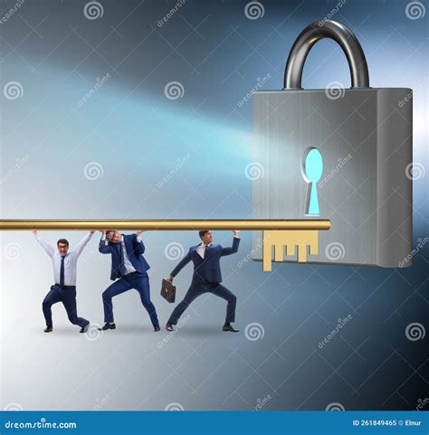 Businessmen Unlocking New Opportunity with Key Stock Image - Image of