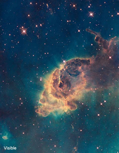 Jet In The Carina Nebula In Visible And In Near Infrared Light Composed