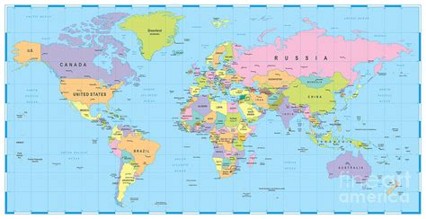 Colored Map Of The World Map Vector