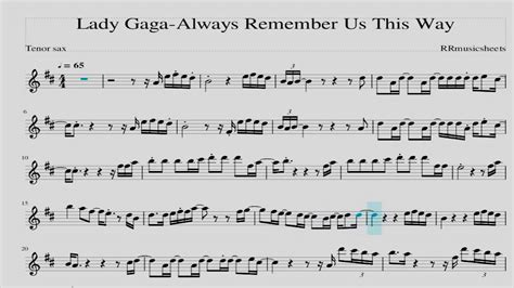 Lady Gaga Always Remember Us This Way Tenor Sax Sheetmusic Youtube