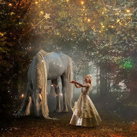 Magical Horse In Enchanted Forest Digital Background Magical Horses