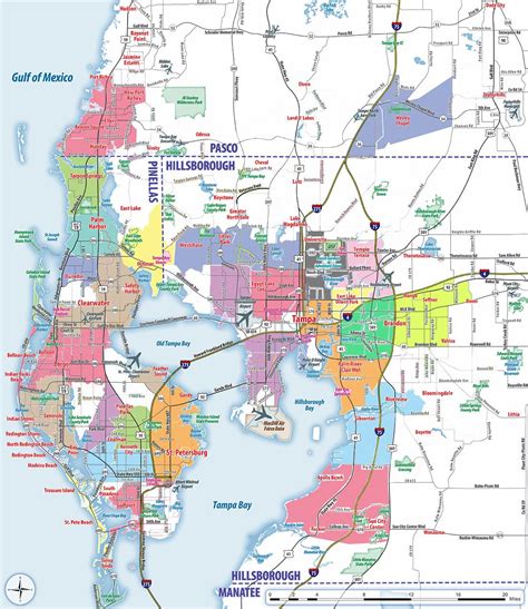 Map Of Florida Showing Tampa Map Vector