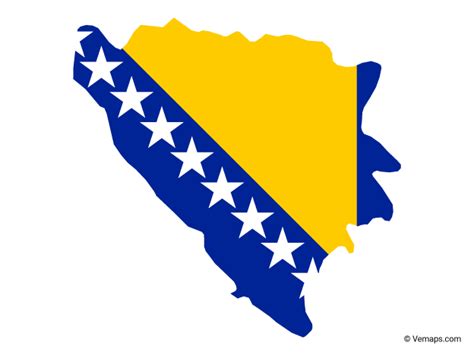 Flag Map Of Bosnia And Herzegovina Free Vector Maps Bosnia Flag