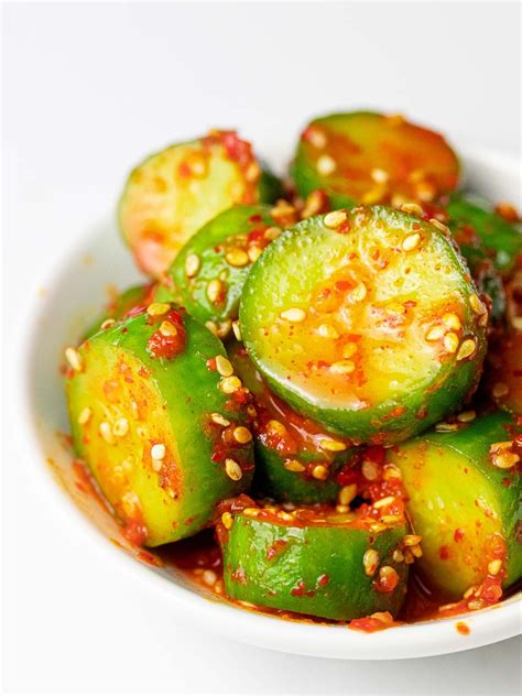 Spicy Korean Cucumber Salad Oi Muchim Recipe Korean Cucumber Side