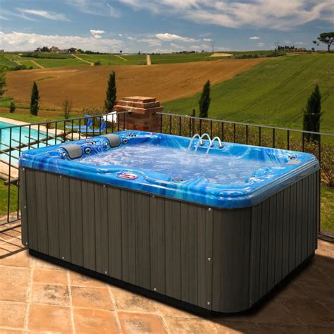 American Spas 3 Person 34 Jet Premium Acrylic Lounger Spa Hot Tub With Bluetooth Stereo System