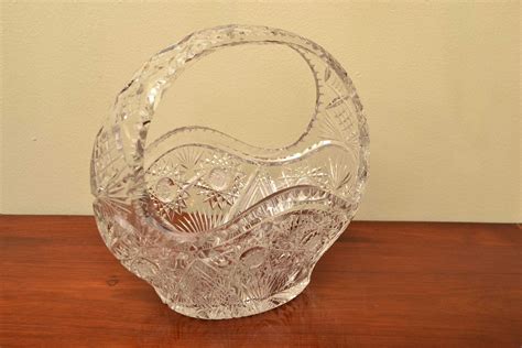 Regent Antiques Glassware Vintage Cut Glass Crystal Basket