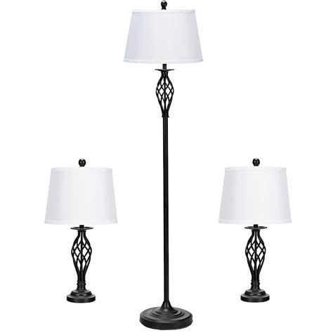 Choose the best for you that. Gymax 3-Piece Lamp Set 2 Table Lamps 1 Floor Lamp Fabric ...