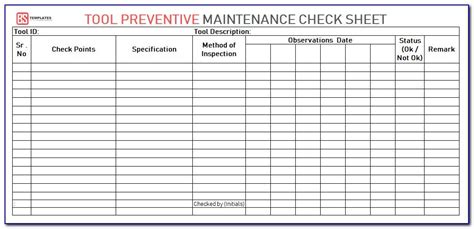 15 Machine Maintenance Checklist Template Sample Excel Templates Vrogue