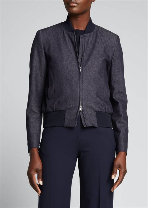 Max Mara Preston Denim Effect Bomber Jacket Bergdorf Goodman